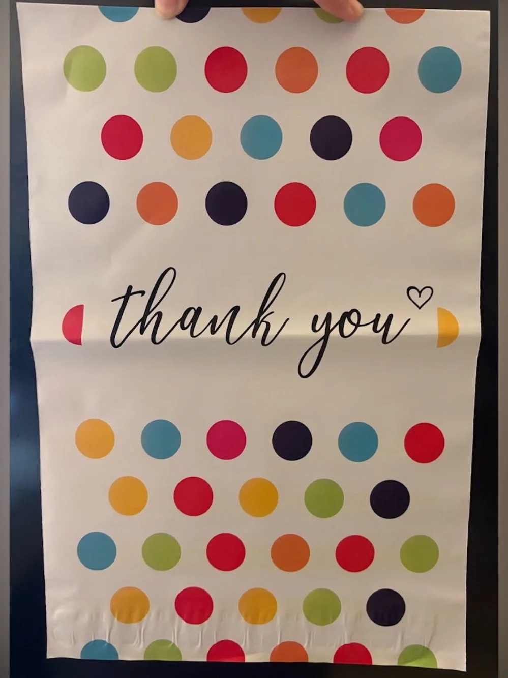 Black & Multicolored Polka Dot 10x13 Thank You Poly Mailers